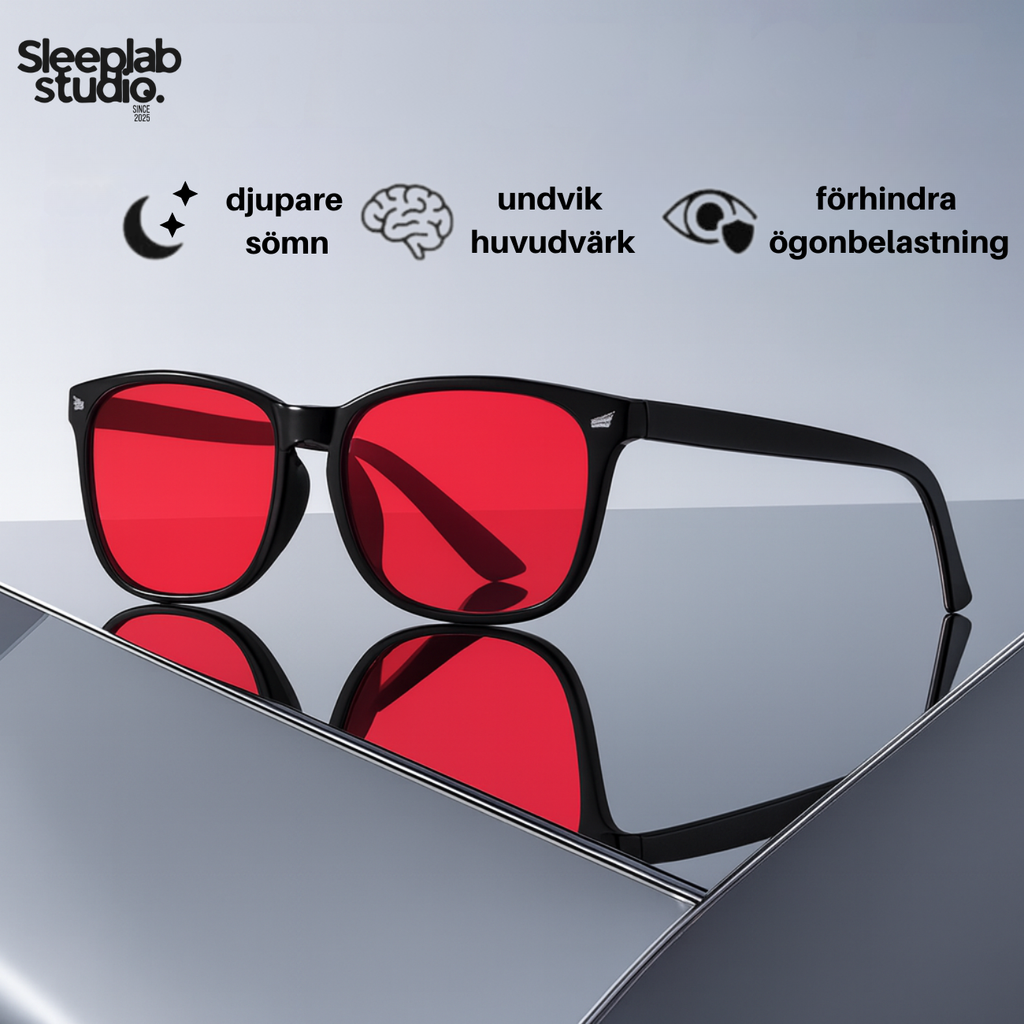 NightShield Red Lens™ – Stäng ute blåljuset. Släpp in sömnen.